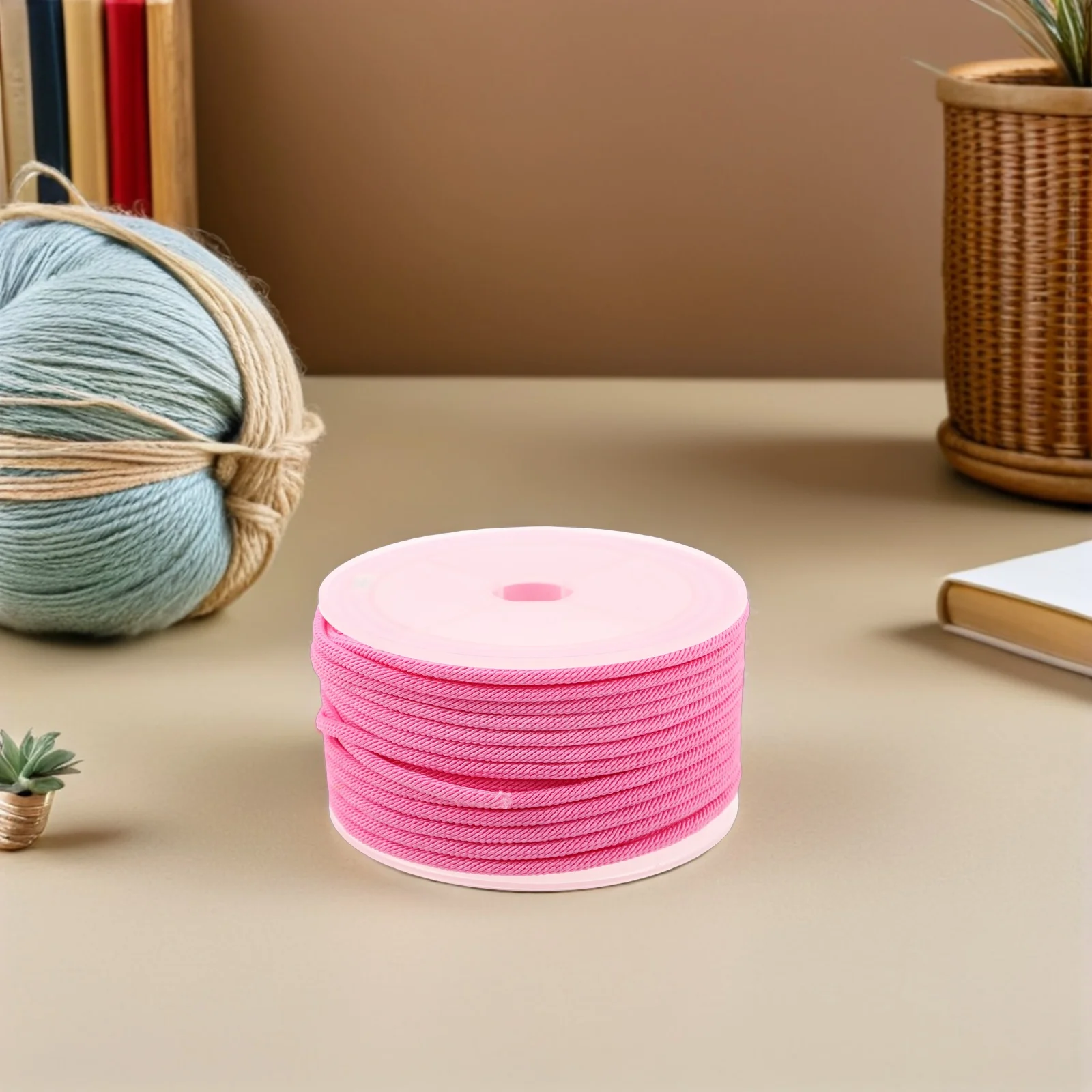 1 Roll Pink Braided Nylon Cord 2mm for Jewelry Making Crafting Beading Bracelets Necklace String for Macrame Bracelet Crafting