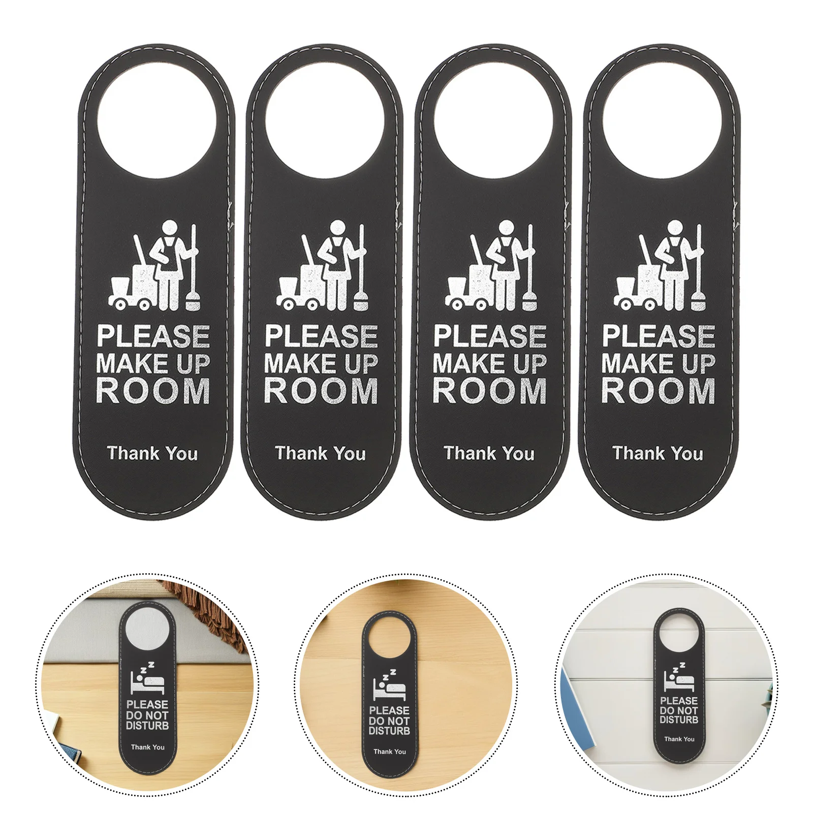 

4Pcs Double-Sided Door Hanger Signs Hotel Do Not Disturb Make Up Room Door Sign Clear Easy Hang Do Not Disturb Sign