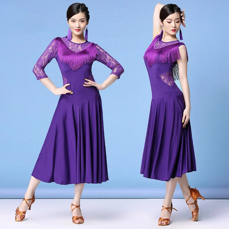 패션 다목적 슬림 새로운 라틴 댄스 성인 연습 옷 레이스 스윙 드레스 훈련 경쟁 공연 의상 여성