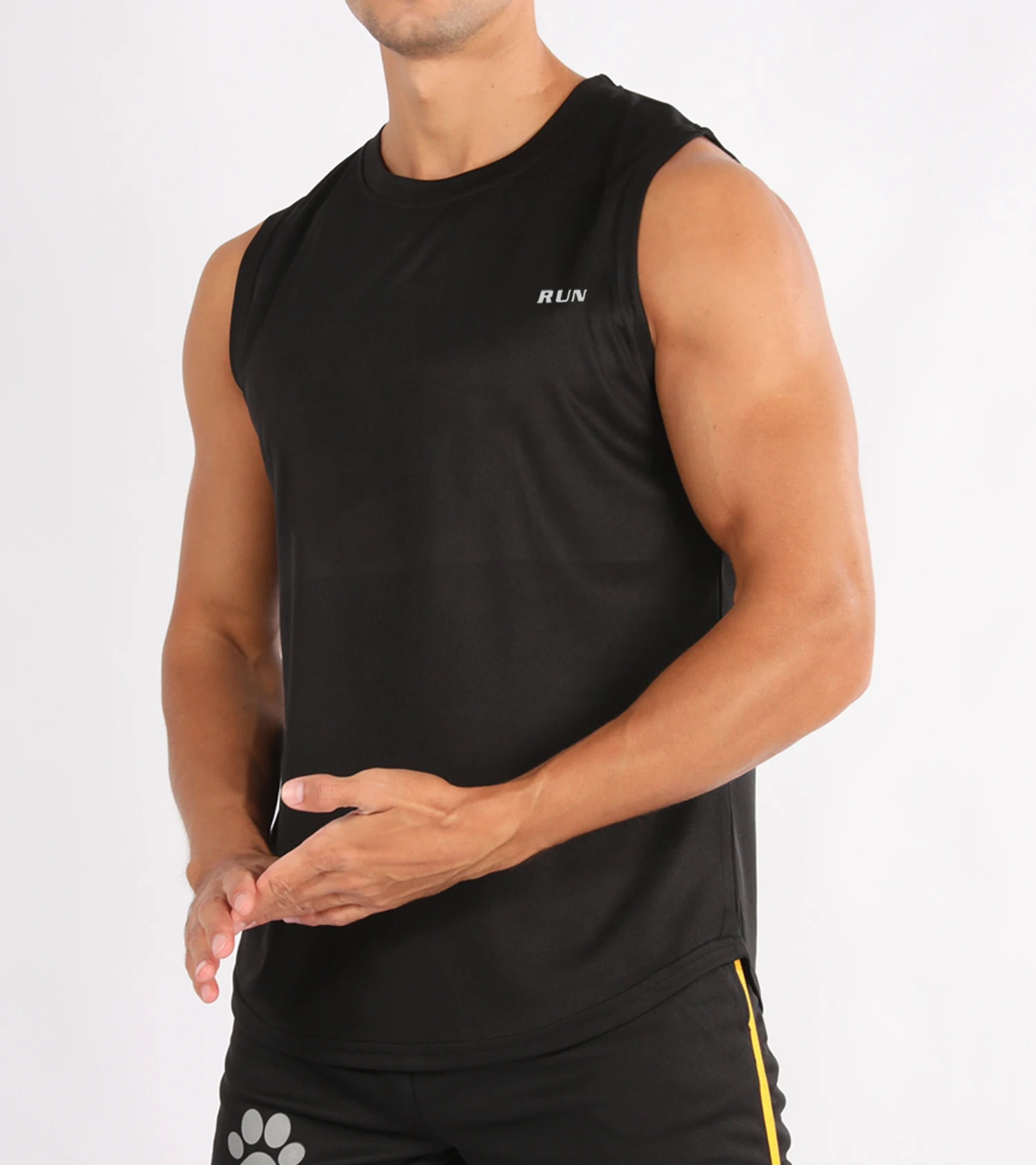 Men Sports Tank Top Chest RUN Letter Print Quick‑Dry Sleeveless Shirt Breathable Gym Running Fitness Workout Male Vest Tops