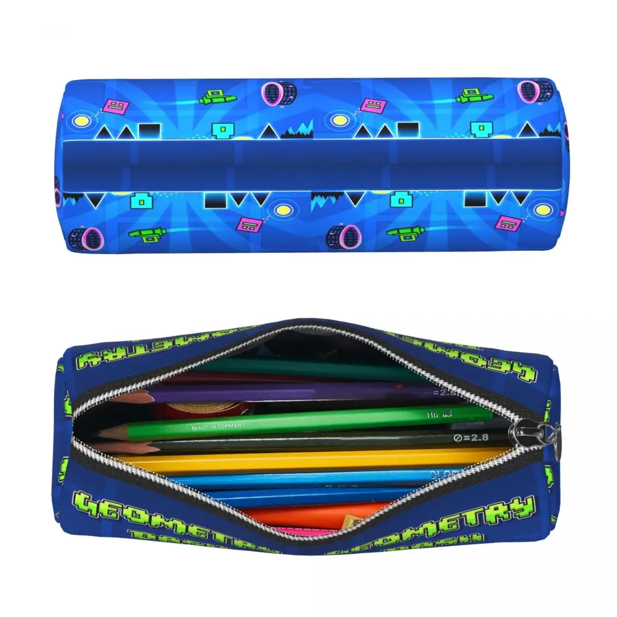 Video Game Geometry Dash Pencil Case Pen Holder Cylinder Pen Box Pencil Bag for Boys Girls Stationery Supplies