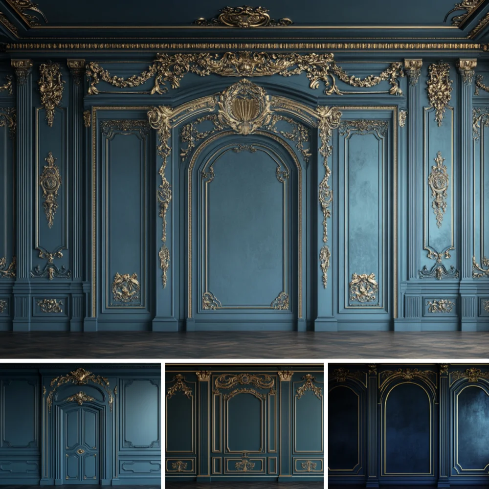 

Blue Wallpaper Palace Wall Background Photography Shooting Prop Party Decoration Family Newborn Portrait Photo Backdrop