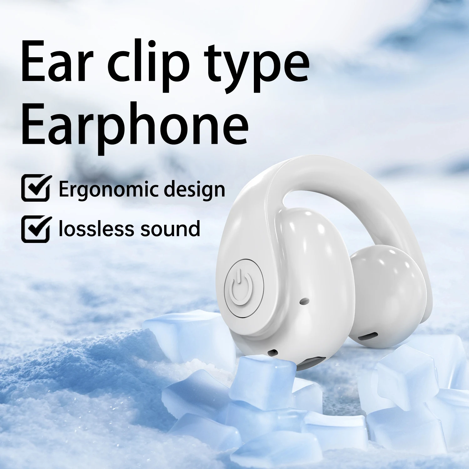 سماعة أذن واحدة لاسلكية للحد من الضوضاء بلوتوث 5.4 مشبك للأذن على سماعات الرأس مقاومة للماء موسيقى رياضية بدون استخدام اليدين