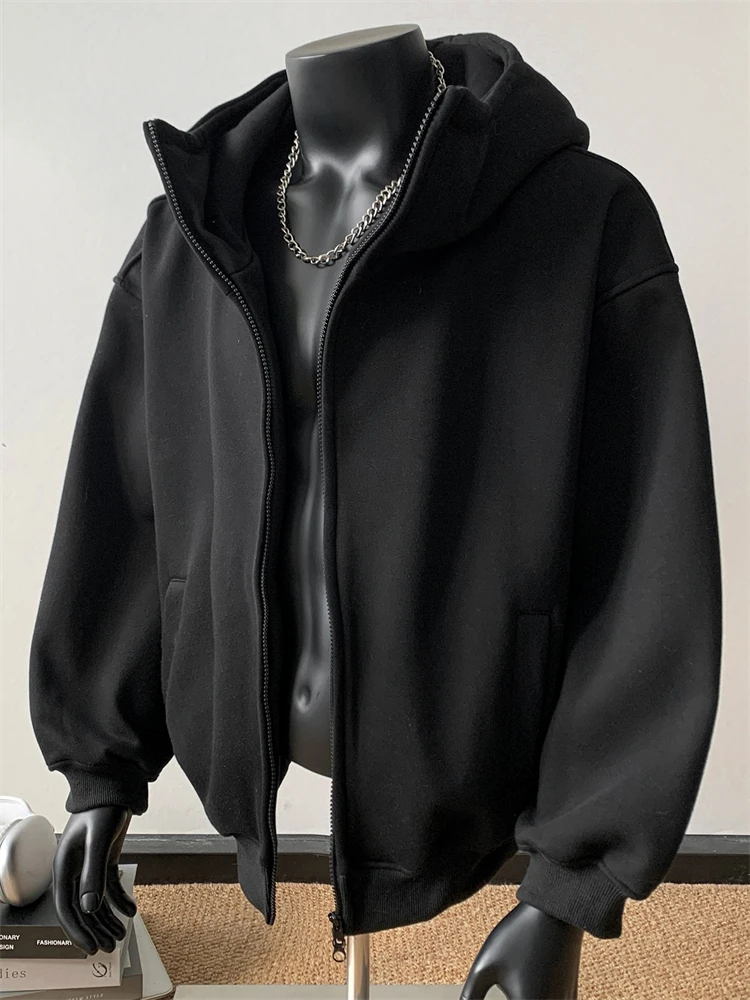 

High-End American Zipper Cardigan Men's Spring Autumn Hooded High Street Sports Loose Casual Outerwear Trendy Sweatirt