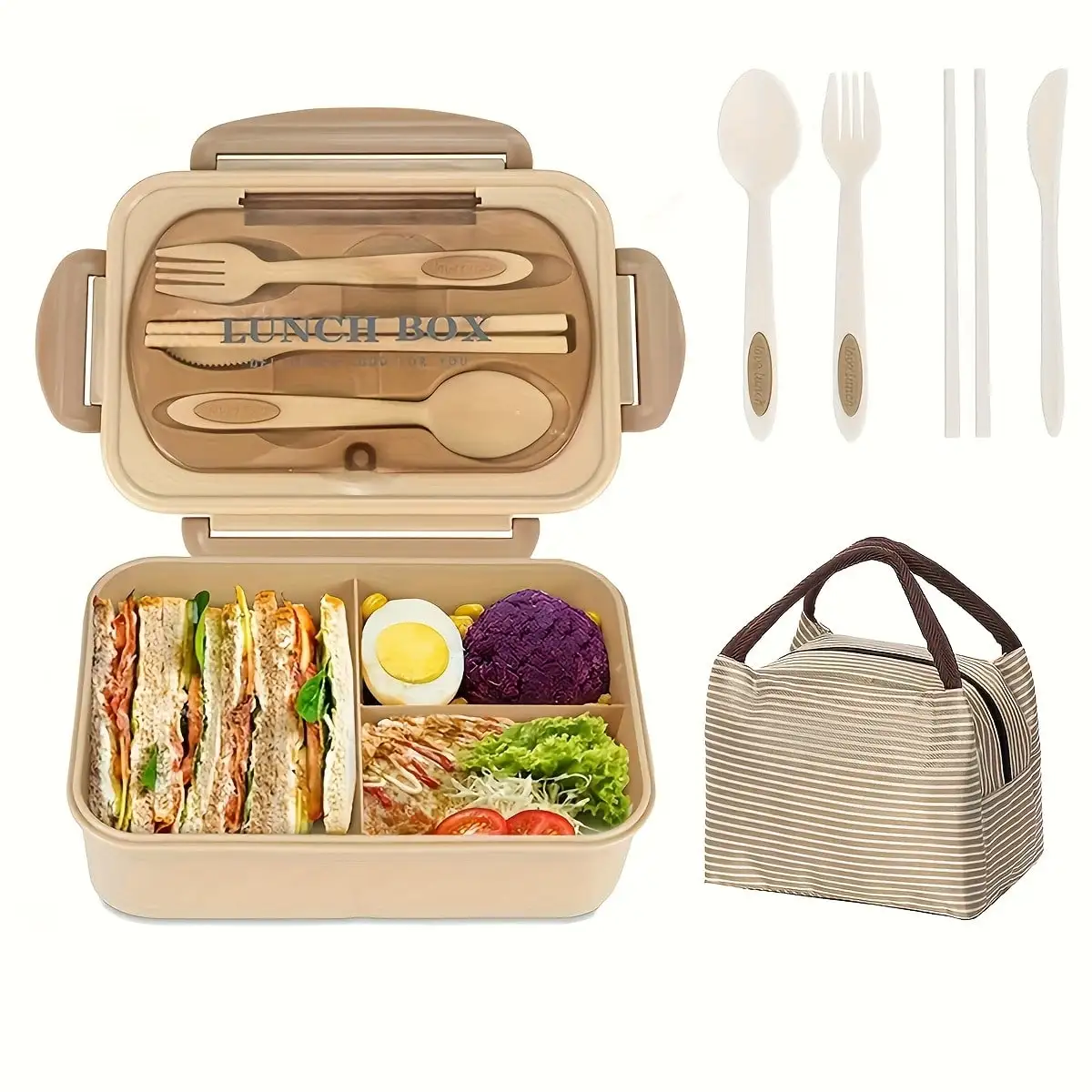 Adult Bento Boxes + Insulated Lunch Bag Set - 1200ML Leak Proof Bento Box Set, Spacious 3 Compartment Lunch Box, Perfect For Office, School, Camping And Picnics - Kitchen Storage Solutions,Lunch Bag For Men And Women For Work