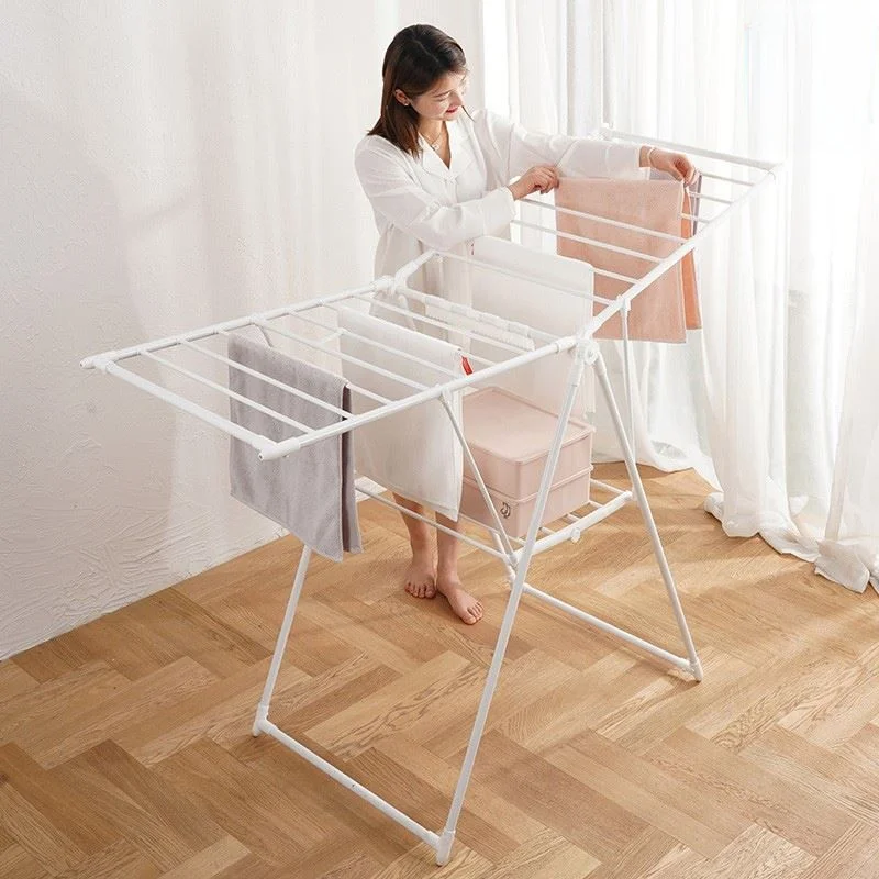 

Indoor Stainless Steel Clothes Drying Rack Simple Floor-Mounted Balcony Use Baby Wing-Style Clothes Drying Holder Easy Moving