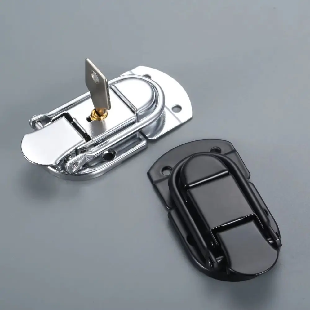 92*50mm Box Latch Hasp with Key Silver/Black Lock Buckle Copper Core Cabinet Fastener Lock