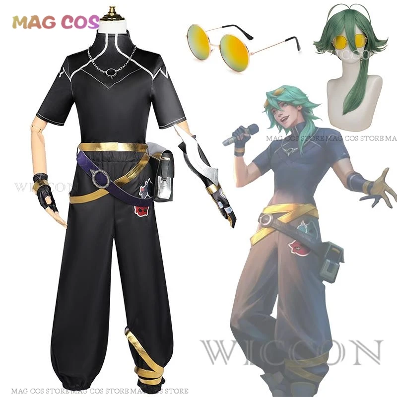 

Game LOL Ezreal Cosplay Heartsteel Ezreal Cosplay Costume EZ Wig Glasses Uniform Outfit Halloween Party Costume for Men Women