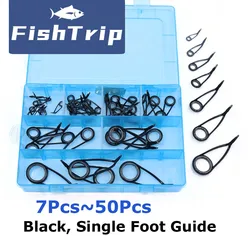 Fishing Rod Guide Repair Kit Higher Single Foot for Spinning Rod Stainless Steel Ceramic Ring Guide Replacement Kit 7~50pcs