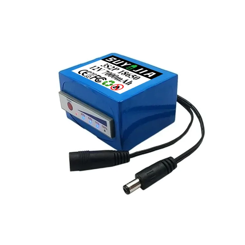 12V 18650 Lithium Battery Pack 3S2P 11.1V/12V 7000mAh Fish Detector Underwater Fishing Camera Indicator Portable Source