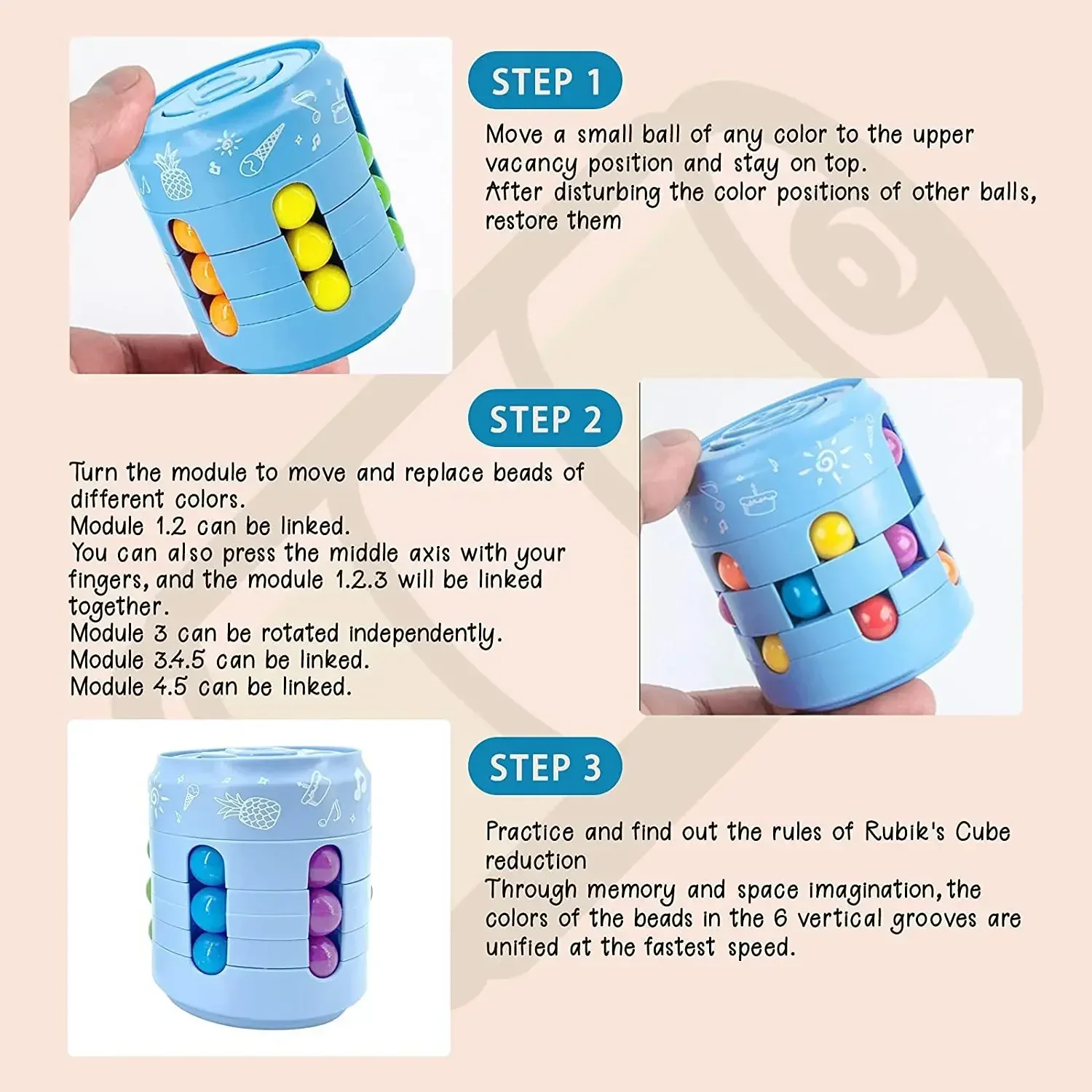 Pop Can Cube 3 w 1 Wiele funkcji Fidget Spinner Obrotowa kostka Magic Bean Cube Top Kolorowe fasolki Spinning palców Dekompresja