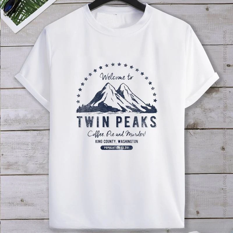 Summer Vintage Short-sleev  Graphic T Shirts Streetwear   Camisa  Tees Twin Peaks Logo T-shirts  men clothing  graphic t shirts