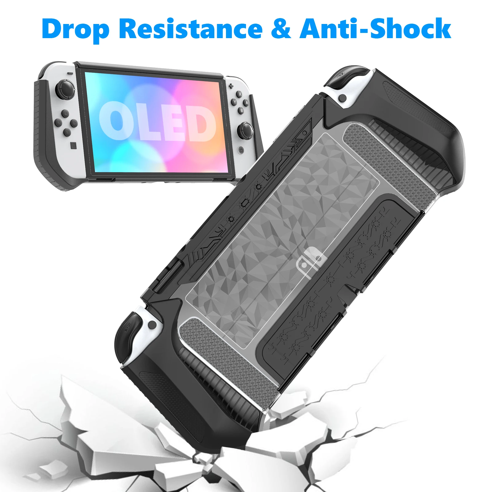 Mooroer-funda protectora para Switch OLED, funda protectora de TPU y PC Compatible con Nintendo Switch OLED