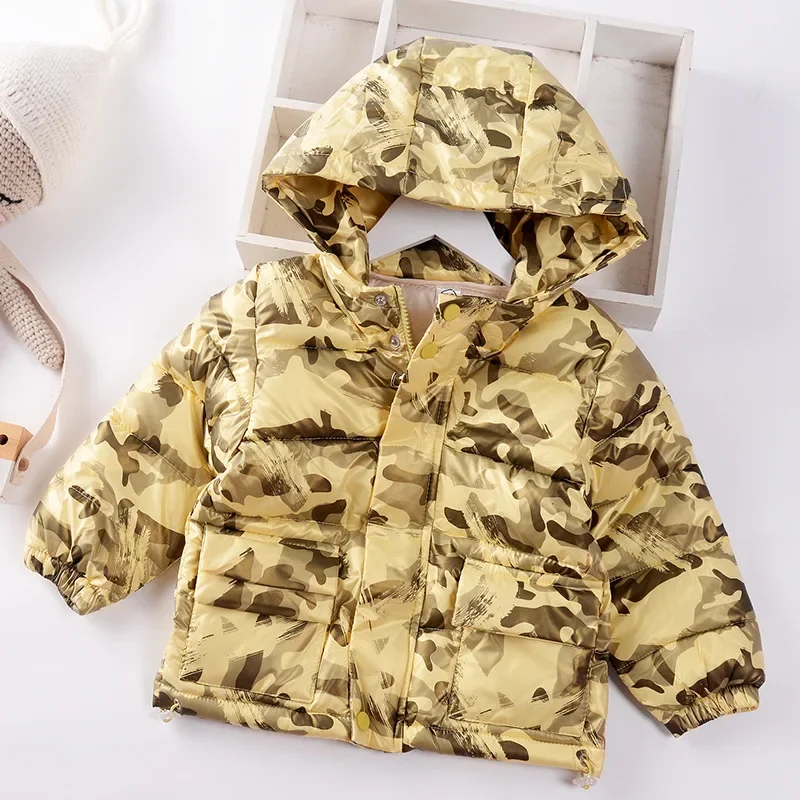 2024 Winter Boys Snow Coats Camouflage Jacket Children Windproof Outerwear Hooded Outdoor Thicken Warm Kids Padded Jacket 1-7y