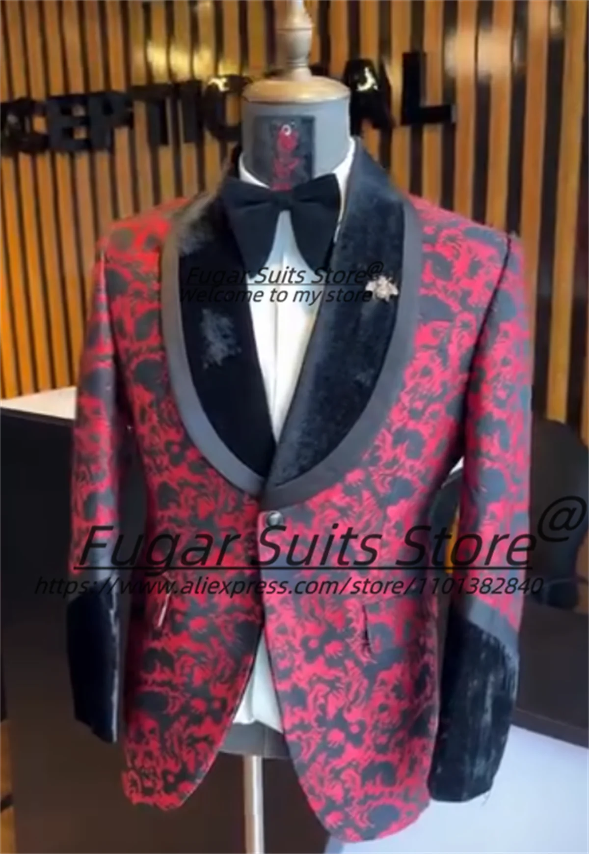 

Customized Groom Wedding Tuxedos Elegant Jacquard Slim Fit Velvet Shawl Lapel Men Suits Luxuly 2 Pieces Sets Party Costume Homme