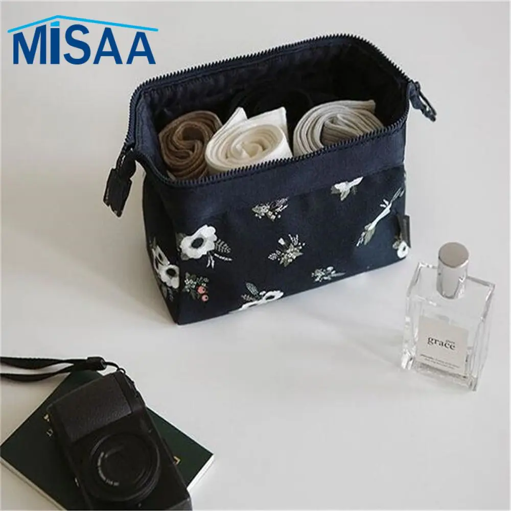 Storage Bags Fashion New 18x13x9cm Polyester Cotton Home Accessories Storage Pouch Women Flamingo Storage Tools Makeup Organizer