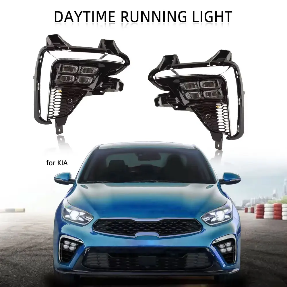 

Для Kia K3 Cerato 2018-2020 светодиодные дневные ходовые огни автомобиля DRL указатель поворота противотуманные фары передний бампер противотуманные фары в сборе