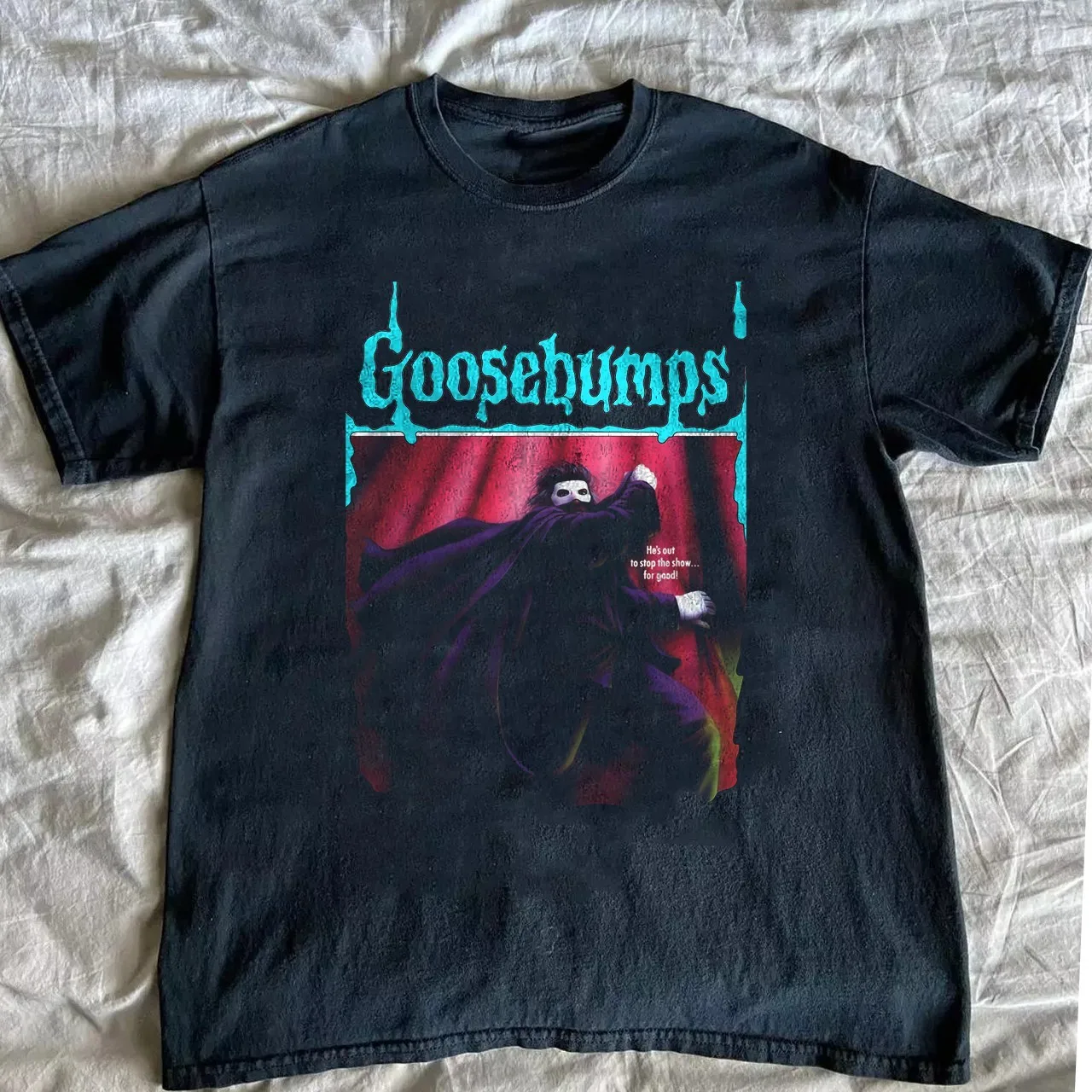 

Phantom of the Auditorium — черная футболка унисекс «Мурашки» на Хэллоуин, размер S-5XL