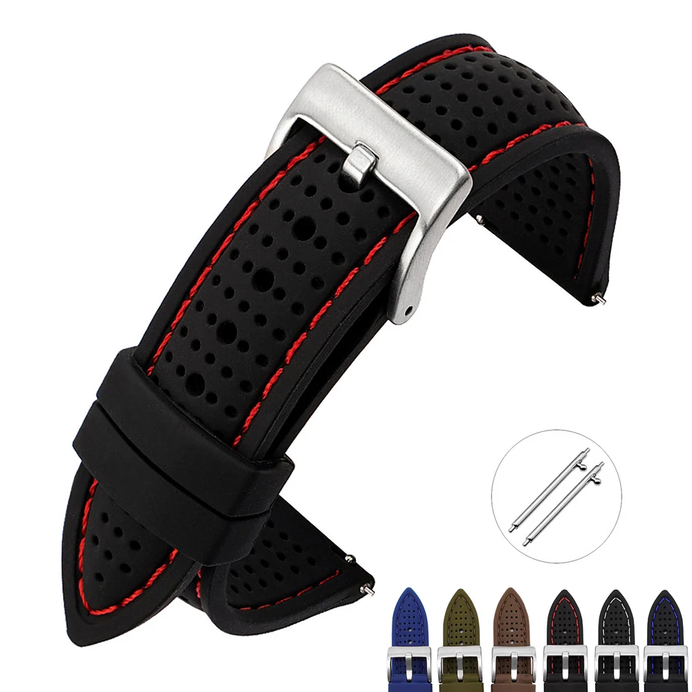 

18mm 20mm 22mm 24mm Premium Silicone Watch Band Waterproof Quick Release Soft Rubber Strap Men Women Universal Watch Strap