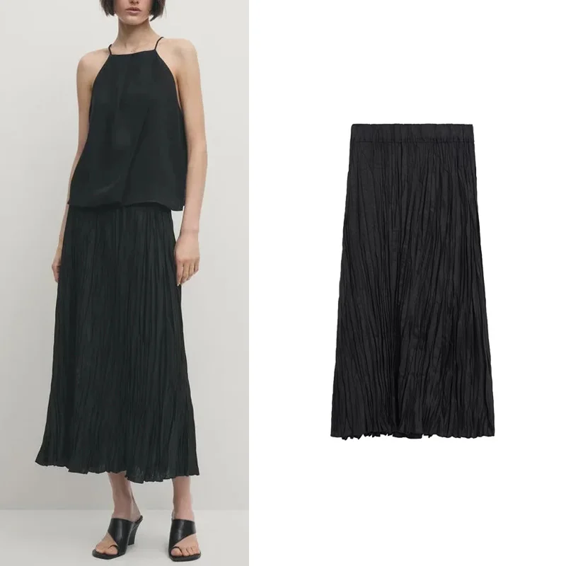 

MD женская матовая юбка-миди для пригородных поездок, весна-лето, Новое поступление, плиссированная юбка средней длины из смеси полиэстера