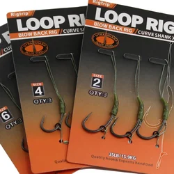 3pcs Carp Fishing Loop Rig 35lb/15.9kg Ready-Tied Soft Hook Link sections Curve Shank Hook Size 2 4 6 For Carp Fishing Tackle