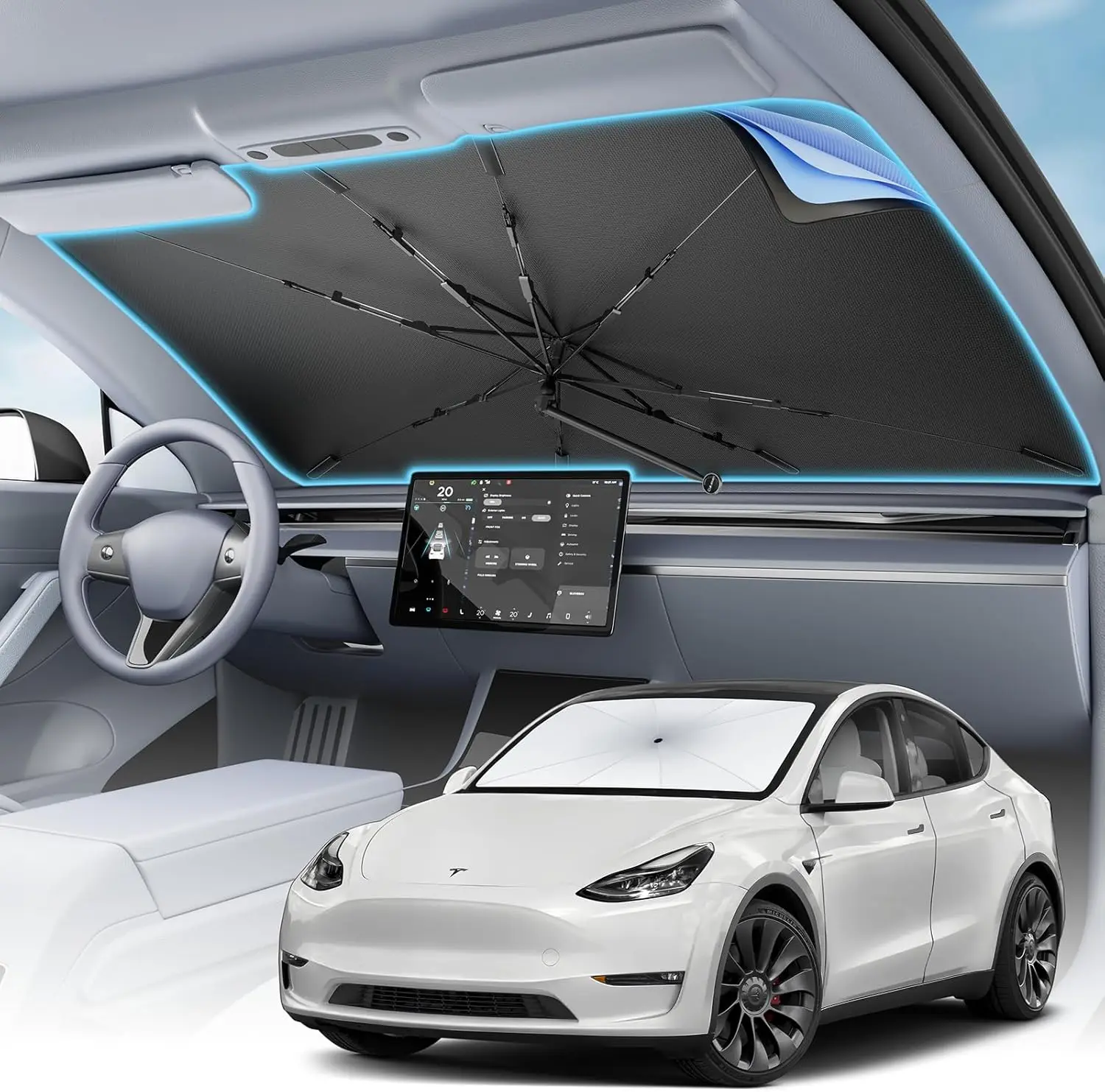 

Солнцезащитный козырек на лобовое стекло автомобиля — складной выдвижной солнцезащитный козырек на лобовое стекло седана внедорожника, [обновление 2025, титановое серебряное покрытие],