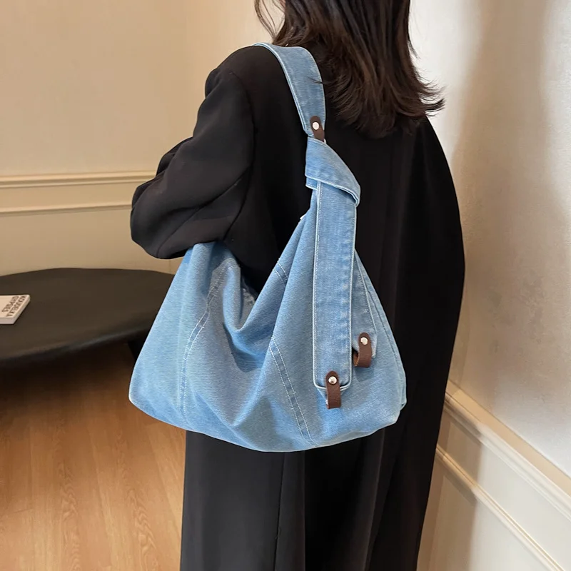 

Korean Canvas Shoulder Crossbody Women's Bag Denim Fashion Girl Students Messenger Book Bag for Woman 2026 New in Large Handbags