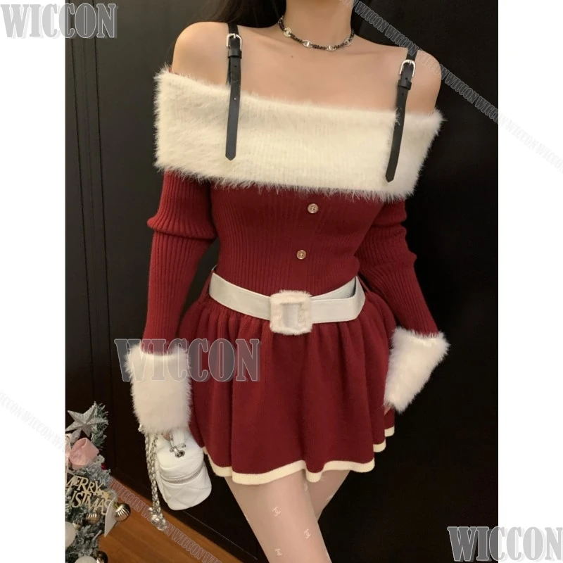 2026 عيد الميلاد فستان أحمر أنيمي تأثيري حلي حمالة تنورة قصيرة مثير ملابس امرأة ساخنة كوس دعوى هالوين كرنفال الزي #1