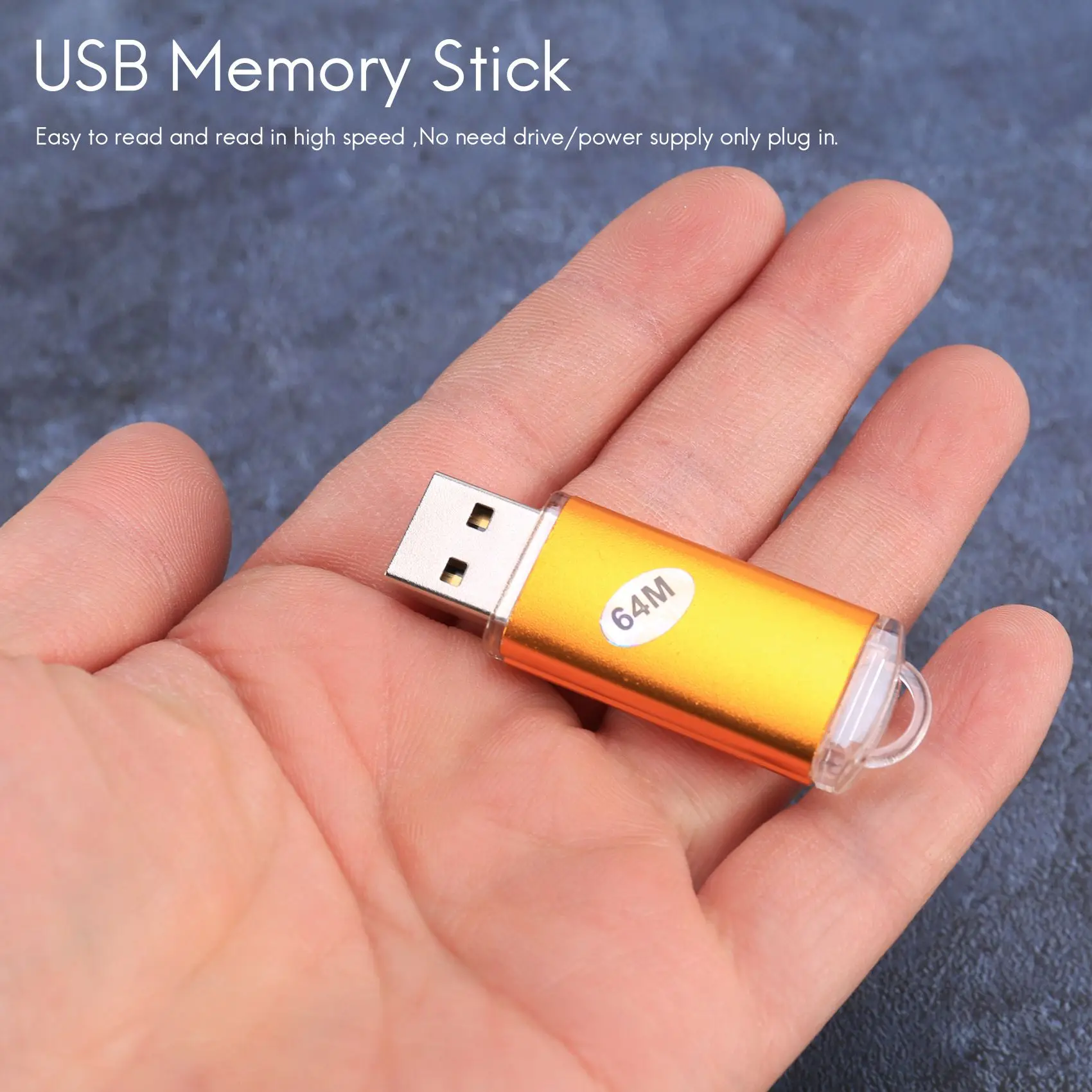 Memory Stick USB para PC e TV, Pen Drive Flash, Disco U, Cor Dourada, Capacidade 64MB