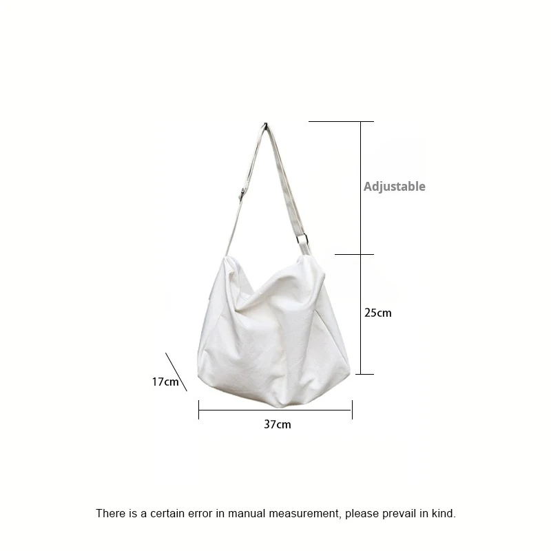 White Shoulder Crossbody Canvas Bag Shoulder Adjustable Large Capacity Multifunction Storage Bag Unisex