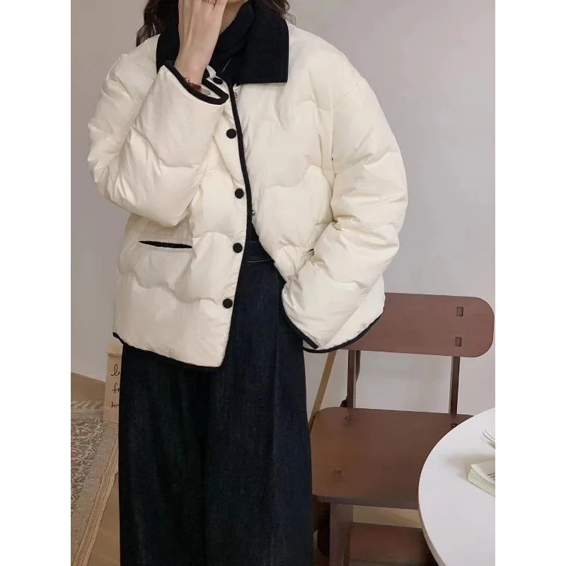 New Autumn Winter Women Light White Duck Down Jacket Parkas Single-breasted Oversize Shirt Down Coat Ladies Warm Puffer Outwears