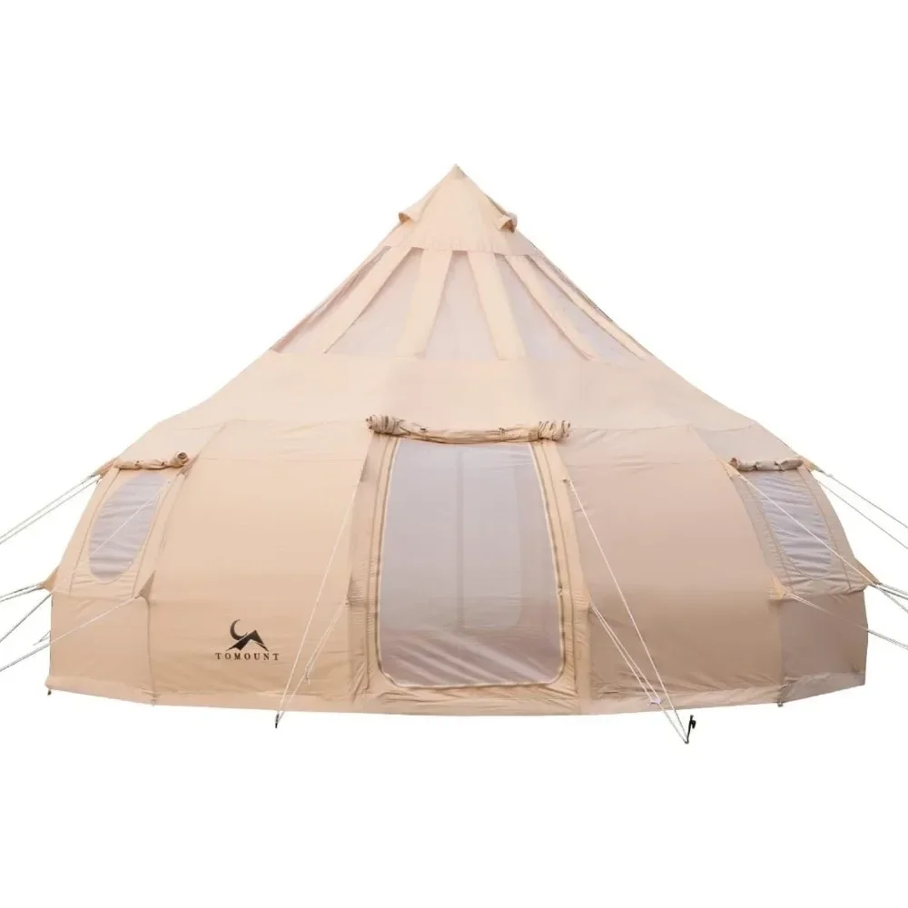 

Canvas Tent with Stove Jack Bell Tent Yurt 16.4ft*High10.33ft Glamping Tent with TPU Transparent Roof for Family Camping