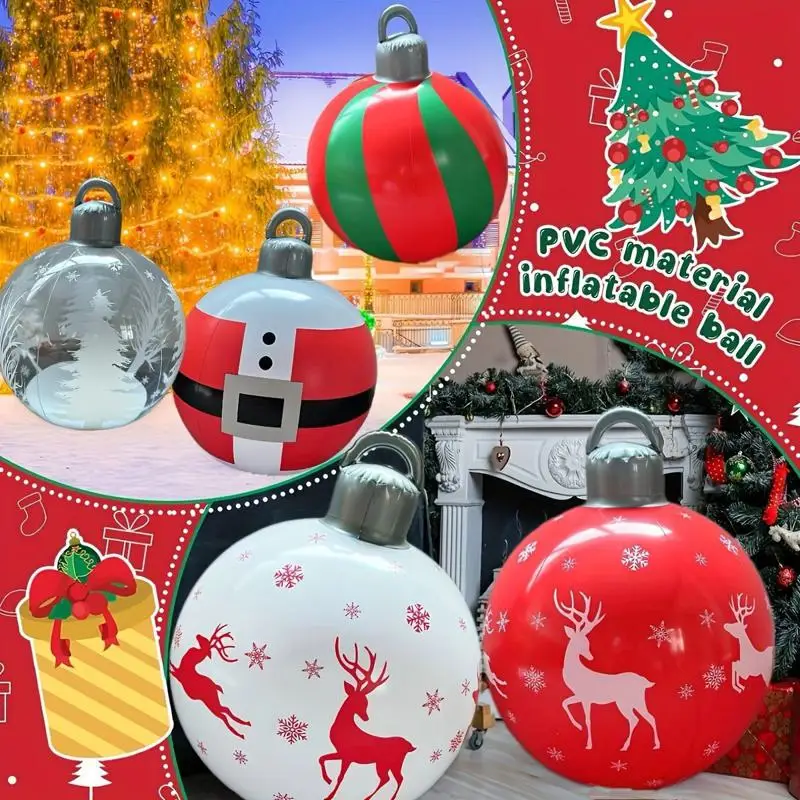 Multi Style Giant Inflatable Christmas Ball Outdoor Inflatable Decoration Snowman PVC Inflatable Decorated Ball 55*40/66 CM