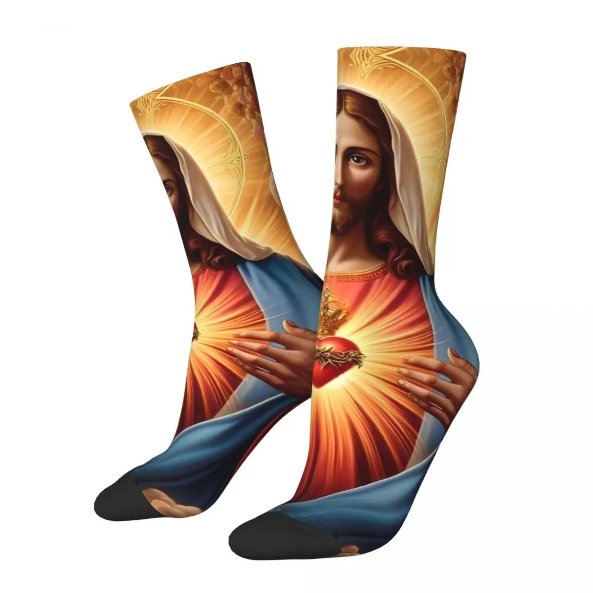 Jesus Christ Catholic Saint Socks Fashion Stockings Winter Anti-Slip Men Socks High Quality Graphic Cycling Socks