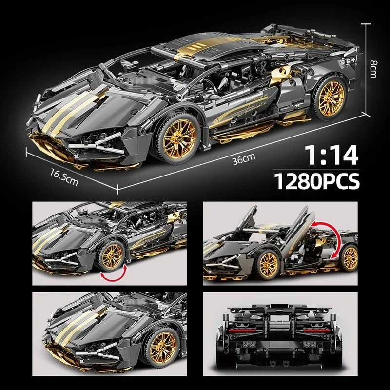 Technical Super Speed Green Lamborghinis Sports Car Model Building Blocks Assemble Famous Vehicle Bricks Kid Toys for Adult Gift