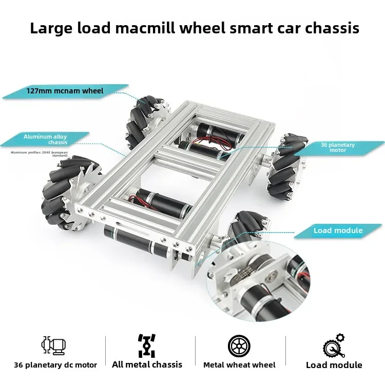 

4WD large-load chassis omnidirectional mobile trolley, programmable development of smart car chassis