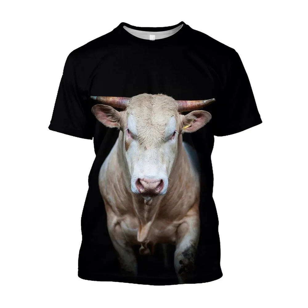 Fun Macho 3D North African Bull Print T-shirt Men Oversized Smooth Spanish Bullfighting Loose T-shirt Street Wear T-shirt