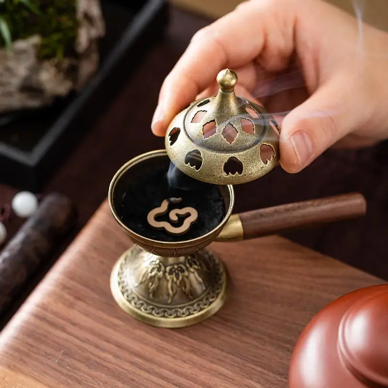 Fragrant Seat Rotating Handheld Stove Incense No Sticky Powder Pear Account Incense Pan Fragrance Long-lasting Incense Burner
