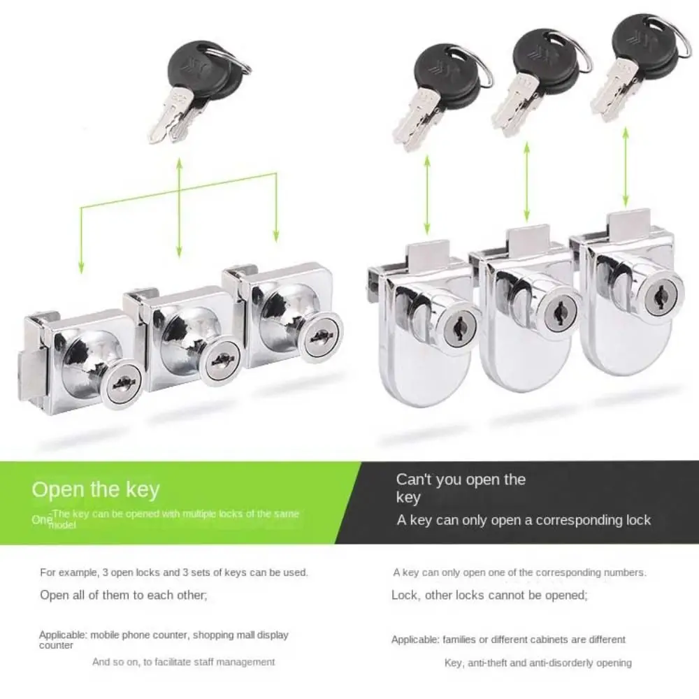 No Punching Zinc Alloy Hardware Accessories Glass Cabinet Lock Mall Display Window Lock Cabinet Door Locks