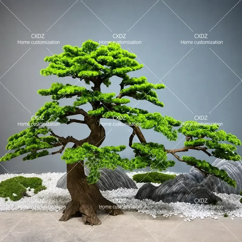 Large Artificial Pine Tree Simulated Luo Han Song Indoor Decorative Plant for Hotel Window Display New Chinese Style