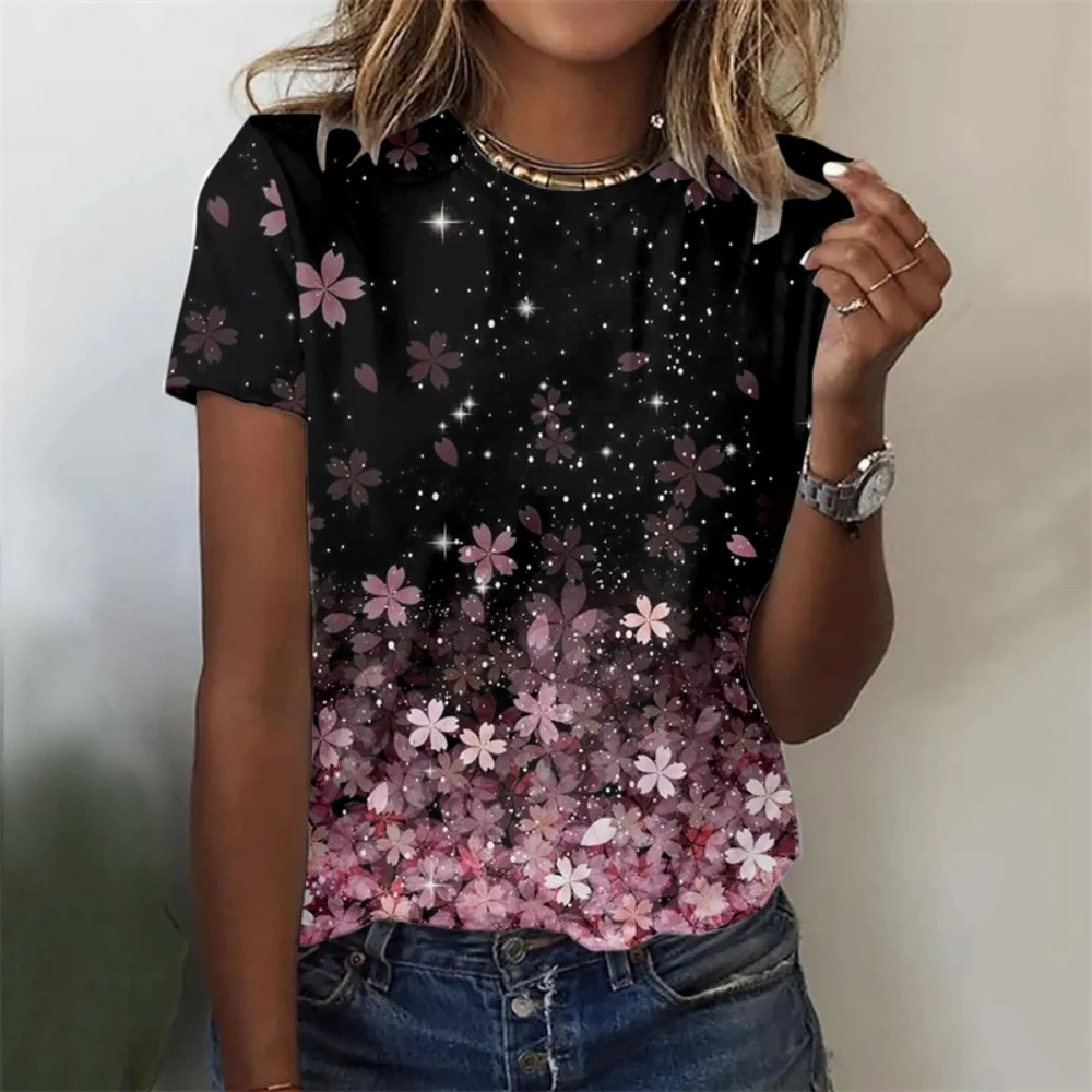 T-shirt femme mode d'été manches courtes t-shirts hauts impression 3D col rond T-shirt décontracté pour femmes vêtements drôles pour haut de fille Sexy