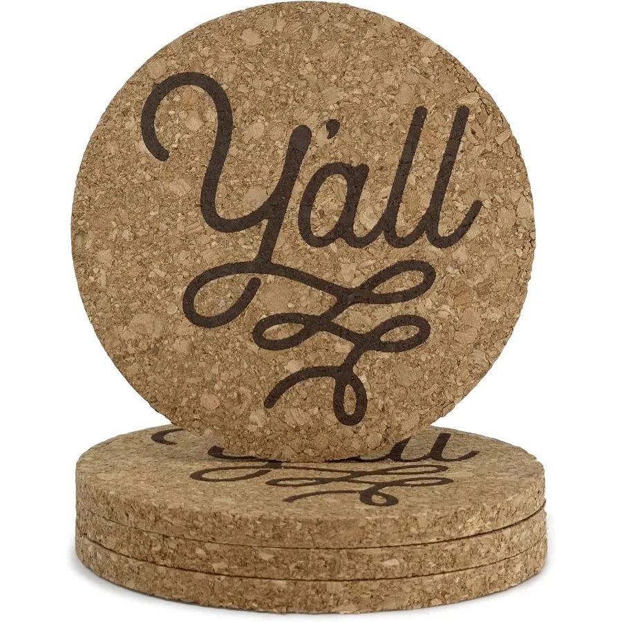 

Y'all Texas Coaster Set Cork 3.5 Ih Coasters - 4 Texas Coasters Texas Gt