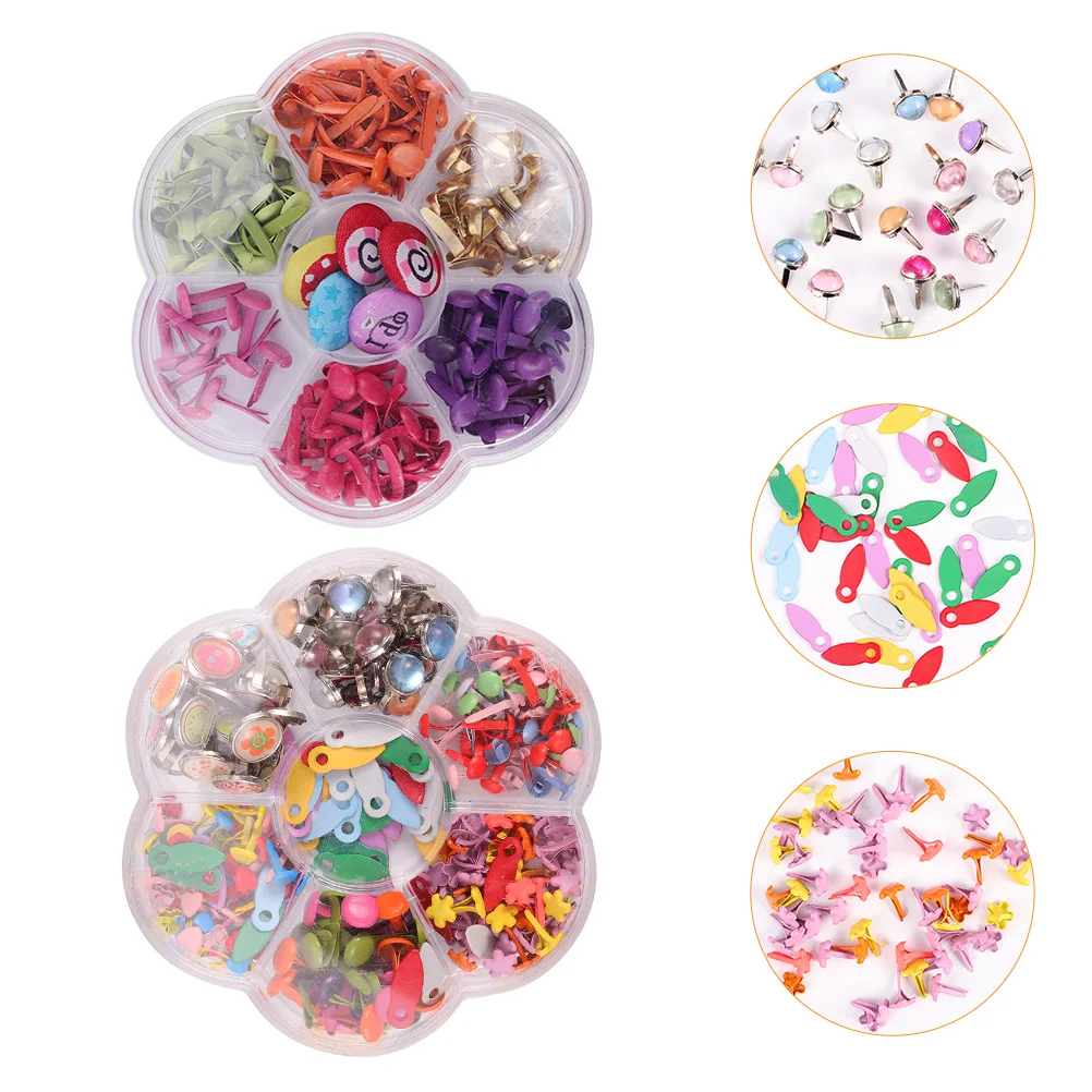 

2 Boxes Colorful Metal Brads for Crafts Small Making Funny DIY Materials Kids Manual H made Paper Fasteners Tools