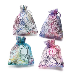 20pcs/Lot Colorful Branch Drawstring Organization Bags DIY Jewelry Making Packaging Bags Candy Wedding Party Bags Gifts Pouches