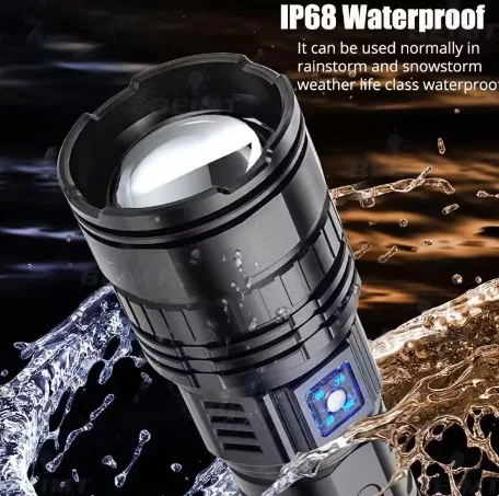 Ultra-long-range LED flashlight with telescopic zoom and bright outdoor multi-function flashlight