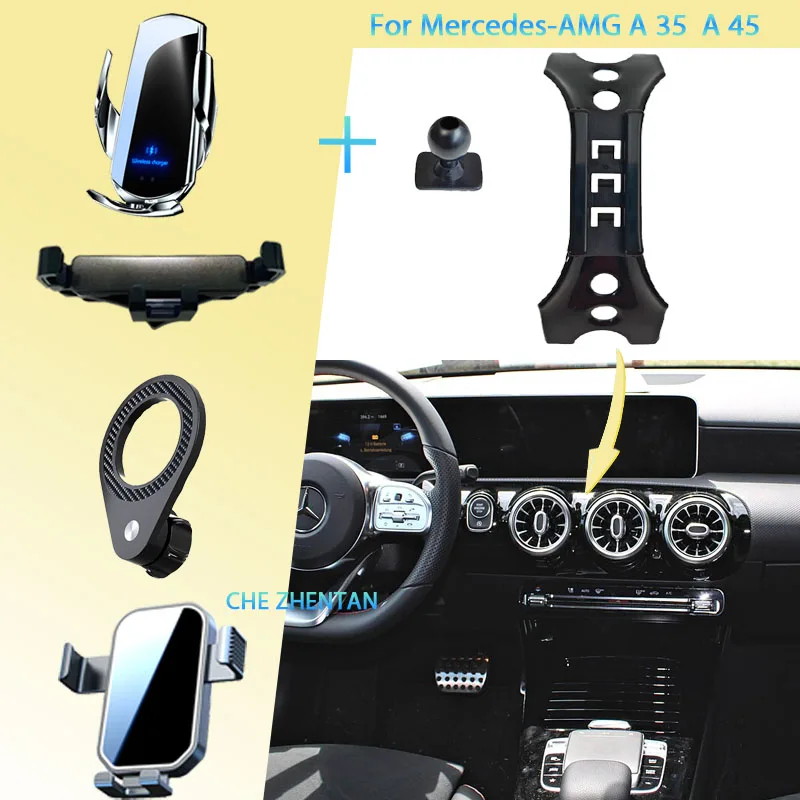 

Car Phone Holder For Mercedes AMG A 35 A 45 2020-2025 Mobile Phone Mounts Car Wireless Charging Special Fixed Base Accessories