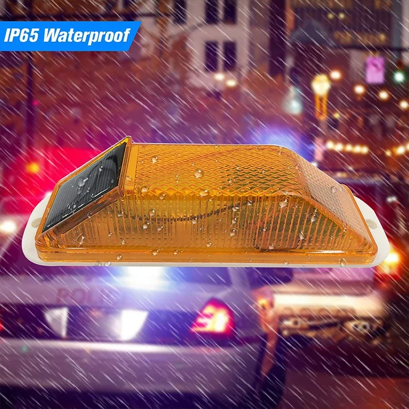 LED Solar Strobe Warning Lamp Rechargeable Solar Night Driving Traffic Safety Cautionled LED Light Chip Control Car Accessories