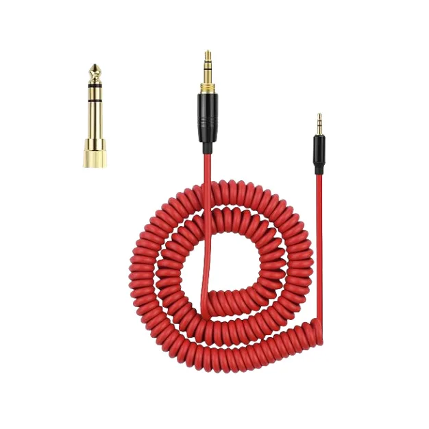 Hochwertiges Audiokabel für Bose QC25 QC35 QC35II QC45 NC700 Kopfhörer 3,5mm + 6,35mm auf 2,5mm Stecker Spiralkabel/ohne Mikrofon – Detail 3