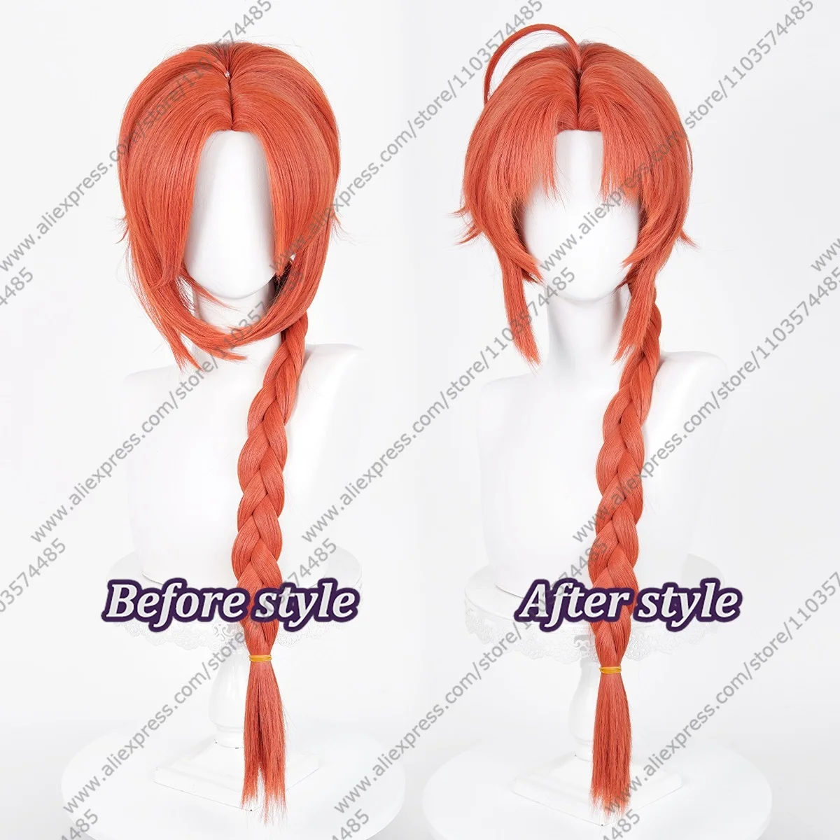 Anime Kamui Cosplay Wigs 80cm Long Orange Braied Wig Heat Resistant Synthetic Hair