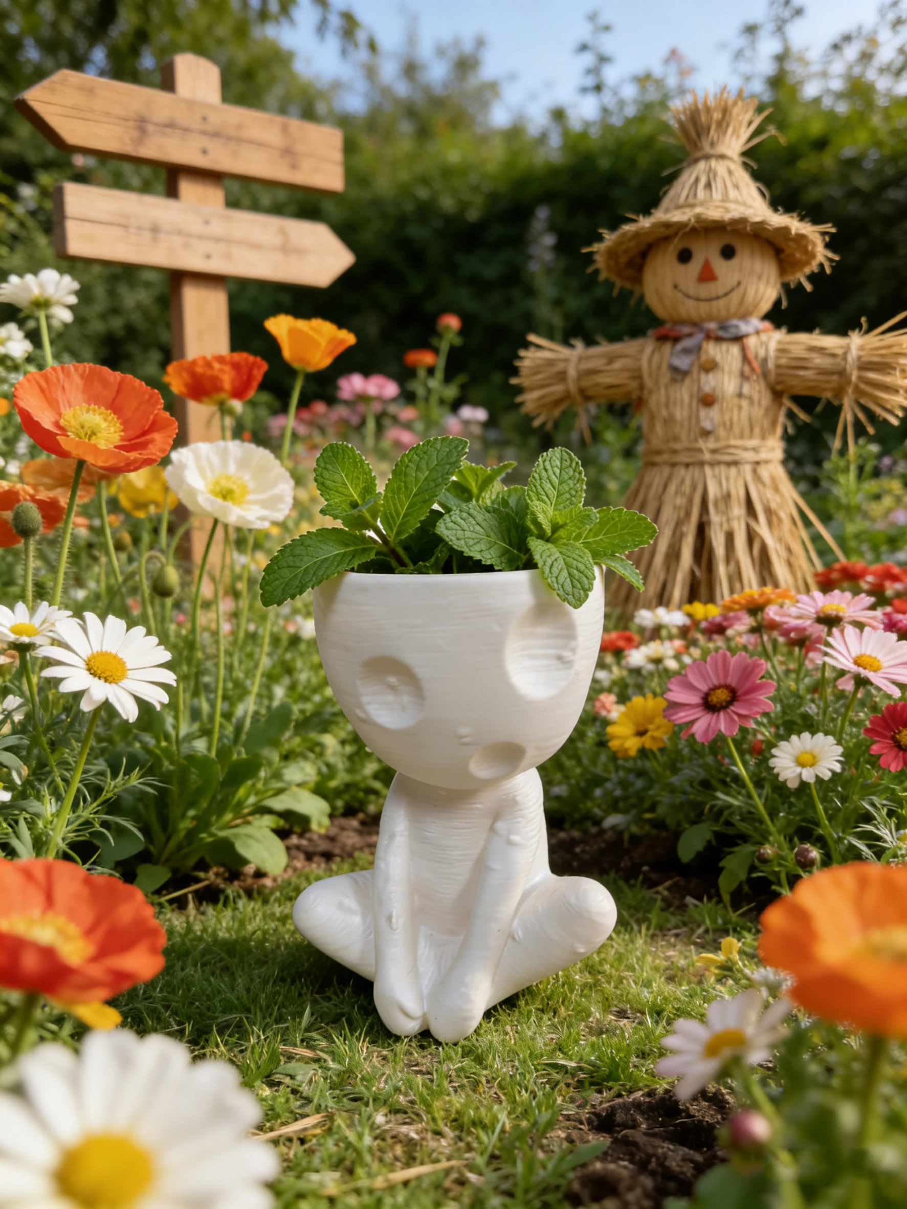 Simple Quirky Cute Doll Flower Pot Decoration Creative Living Room Dried Flower Arrangement for Friend Gift